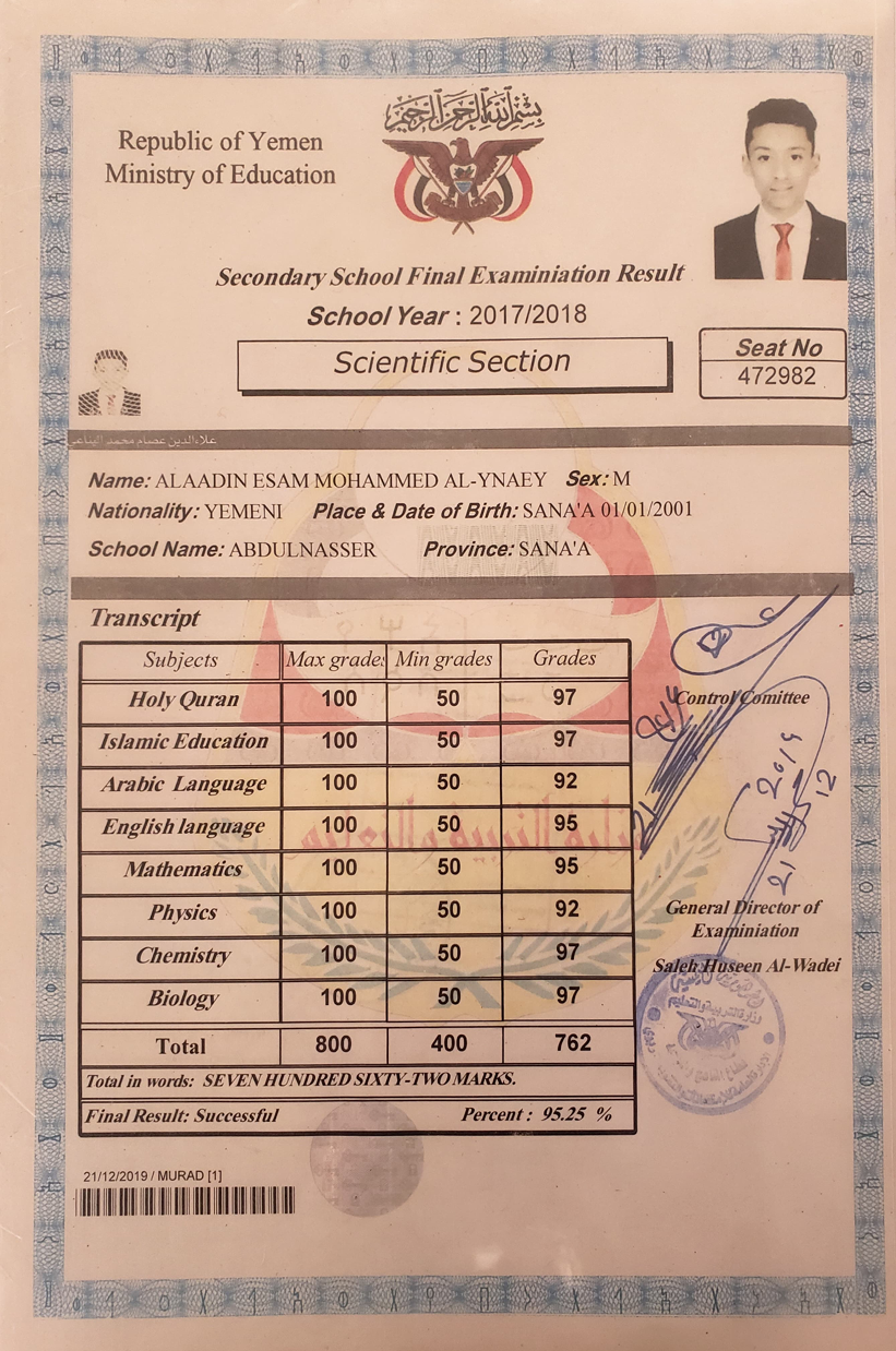 Secondary School Final Examination Result – Scientific Section